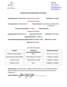 Endotoxin Gel Clot Assay Report_N-Acetyl Semax Amidate_20mg_117961US_2-19-25_Limitless